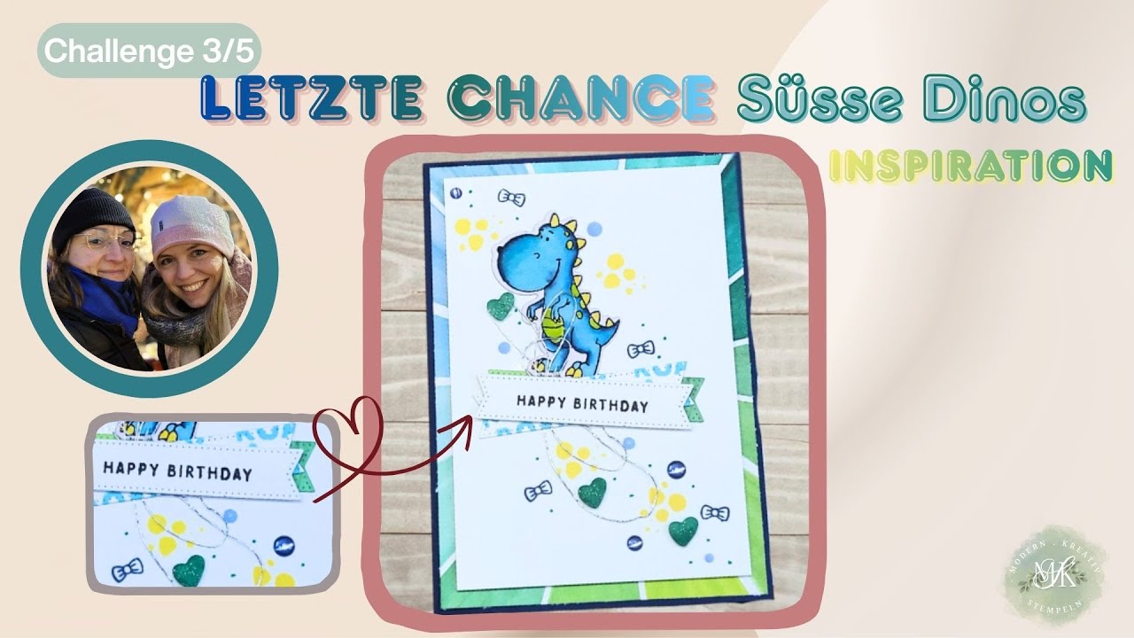 Kindergeburtstags Karte mit Süße Dinos basteln 🦖 von StampinUp! | #schreibdochmalwieder (Januar 3/5)