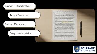 Characteristics Types Purposes Summaries Essays LU2/LO10