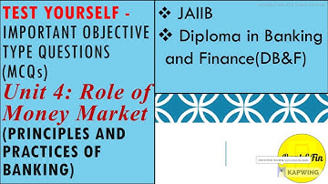 Unit 4 Role of Money market, Fixed Income market & FEMA, MCQs, JAIIB, Test Yourself, PPB, Bank&Fin