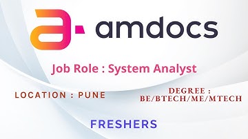 Amdocs Hiring Freshers for the Role of System Analyst | Graduates |