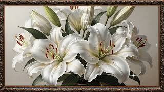 White Lily Wall Art 4K | Soft Elegant Flower Background Loop screenshot 4