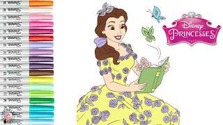 Disney Princess Coloring Book Pages Belle Storytime Spring Flowers with Ariel