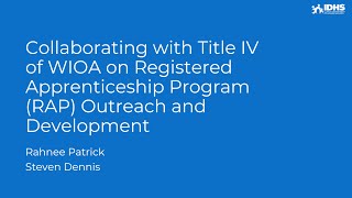 Collaborating with IDHS-DRS on RAP Outreach and Development