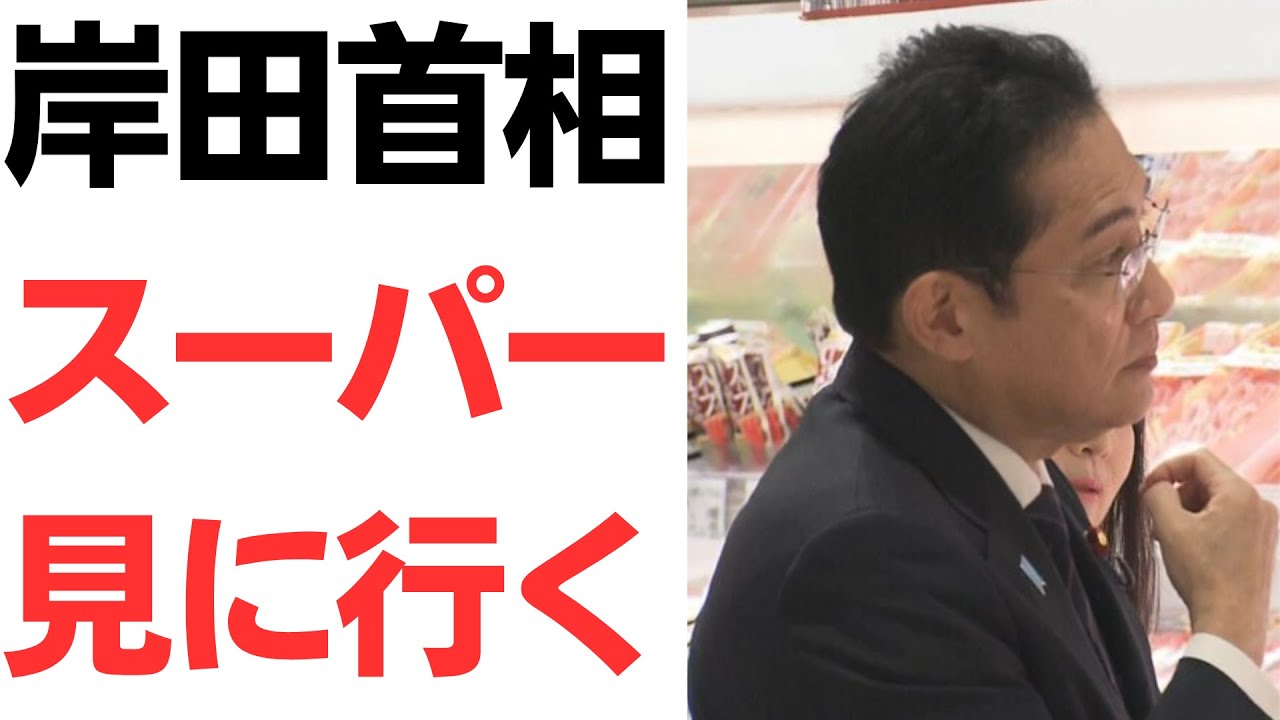 岸田首相・スーパー見に行く！今更かよ…在任中に日本橋三越行った回数の方多いだろ…を扱う動画のサムネイル