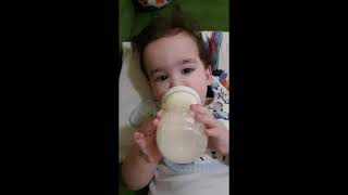 First milk bottle of the day | baby drinking milk | first bottle of the day | أول زجاجة من اليوم