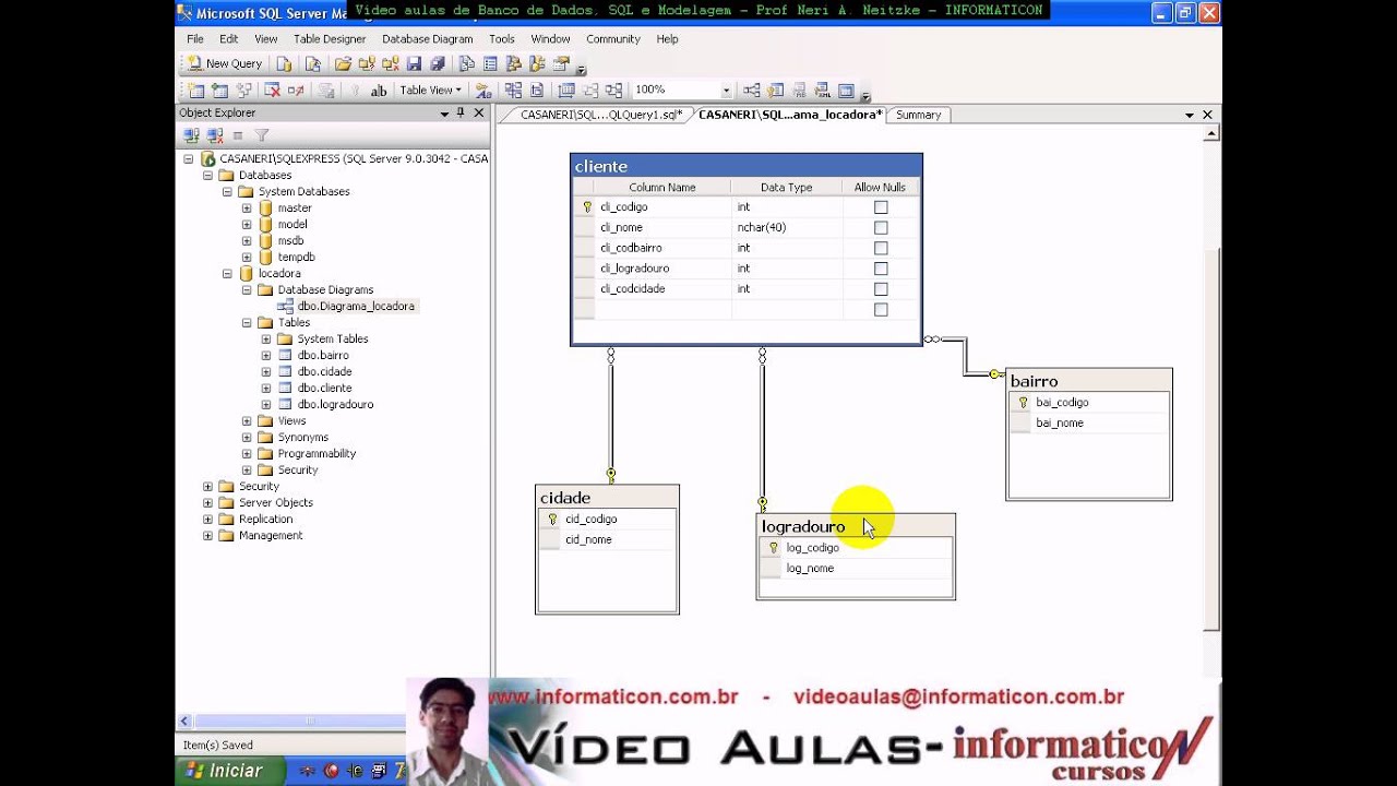 aula 1341 banco dados SQL Fim Database Diagrams SQL Server - YouTube