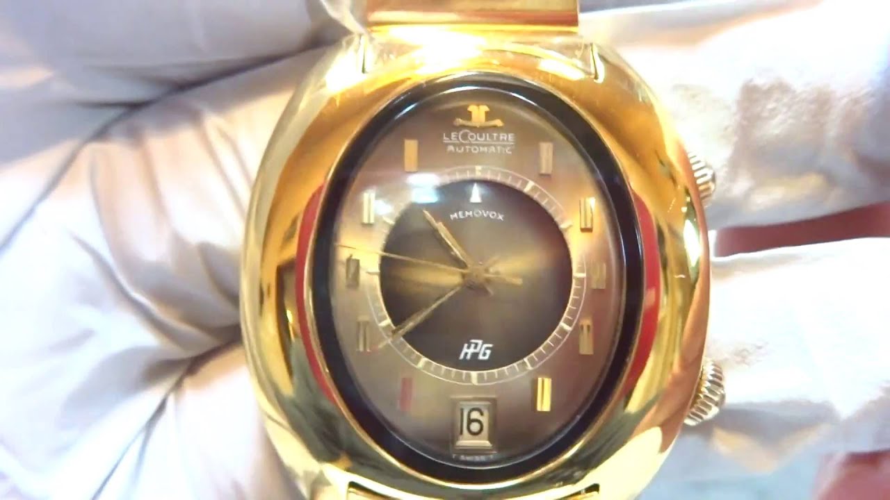 Vintage solid 14k gold Jaeger LeCoultre Memovox HPG alarm watch