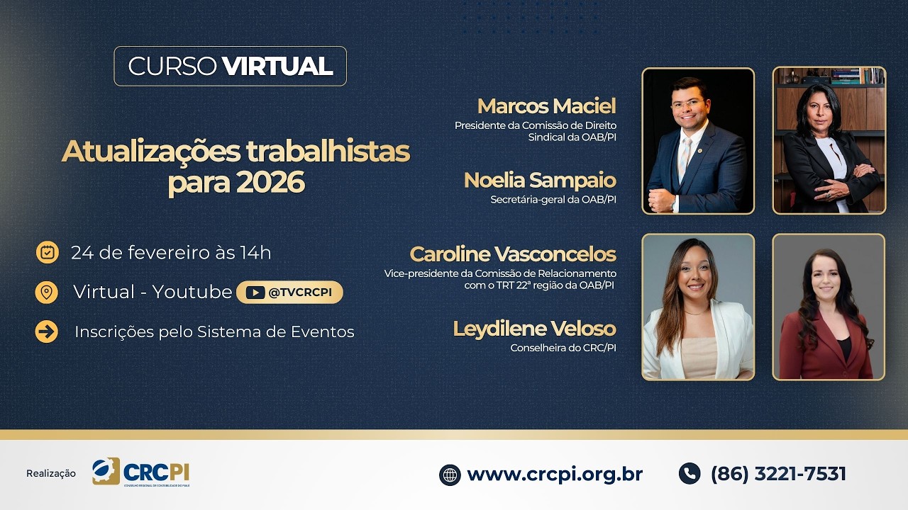 Atualizações trabalhistaspara 2026 CRC Piaui