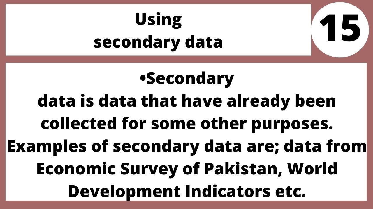 Secondary data and primary data MGT402 LECTURE 15
