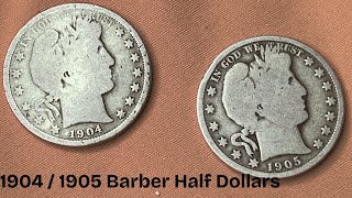 1904 - 1905 Barber Half Dollars, Coins Worth Money, Album Stacking Silver Half Dollars