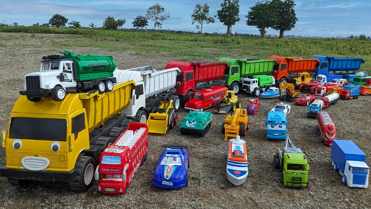 🚔 KEREN!! Truk Tronton Panjang Bongkar Mainan: Crane, Loader, Mobil Polisi, Mobil Pickup, Truk Box 🚑