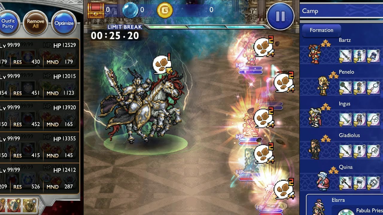 [FFRK] [EXD+] Odin (Argent) Lightning Physical (Earth Weak) WOdin Raiden D600 Sub30 [