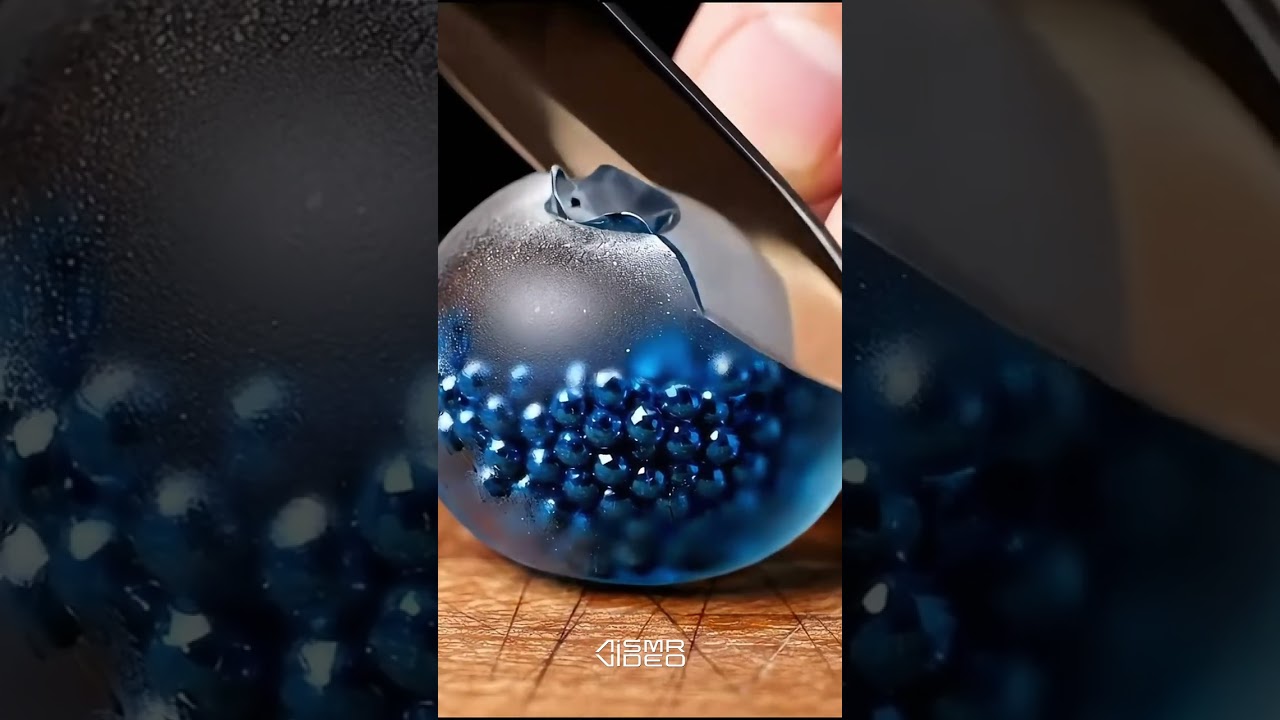 Satisfying ASMR | Blue Glass Ball Cutting | AI Videos