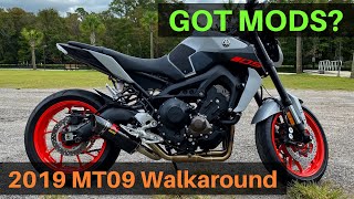 2019 Yamaha MT09 Walkaround  Modification List/Overview + Exhaust Sound Clip
