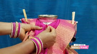 Quick and Easy Varamahalakshmi devi Alankaram & decoration / Decorate Kalasa for Varalakshmi pooja