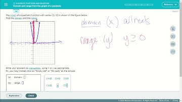 ALEKS - Domain & Range of the graph of a parabola