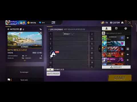 Free Fire Live Giveaway Custom Room 