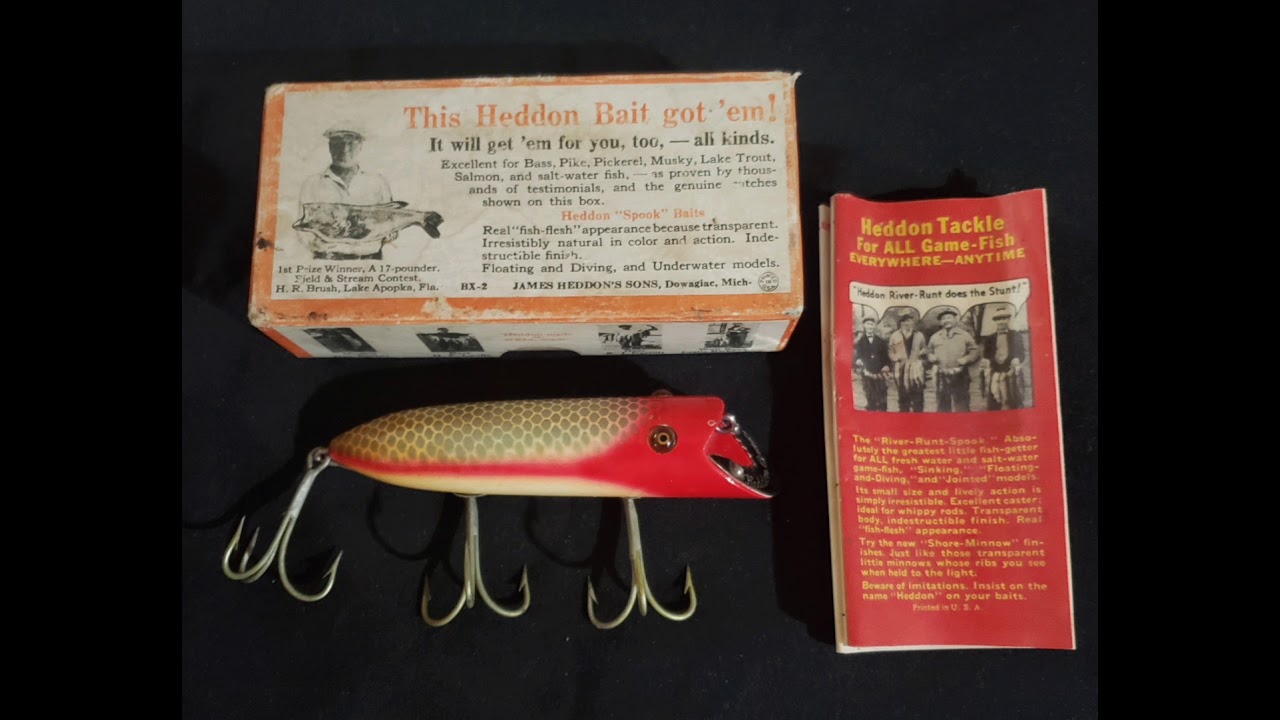 Antique Heddon Dowagiac Basser Fishing Lure 8509PAS Allen Stripey Color  w/Brush Box 