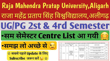 2nd & 4th Semester UG/PG Center List Raja Mahendra Pratap Singh University Aligarh/RMPSSU#INFOHUBASD