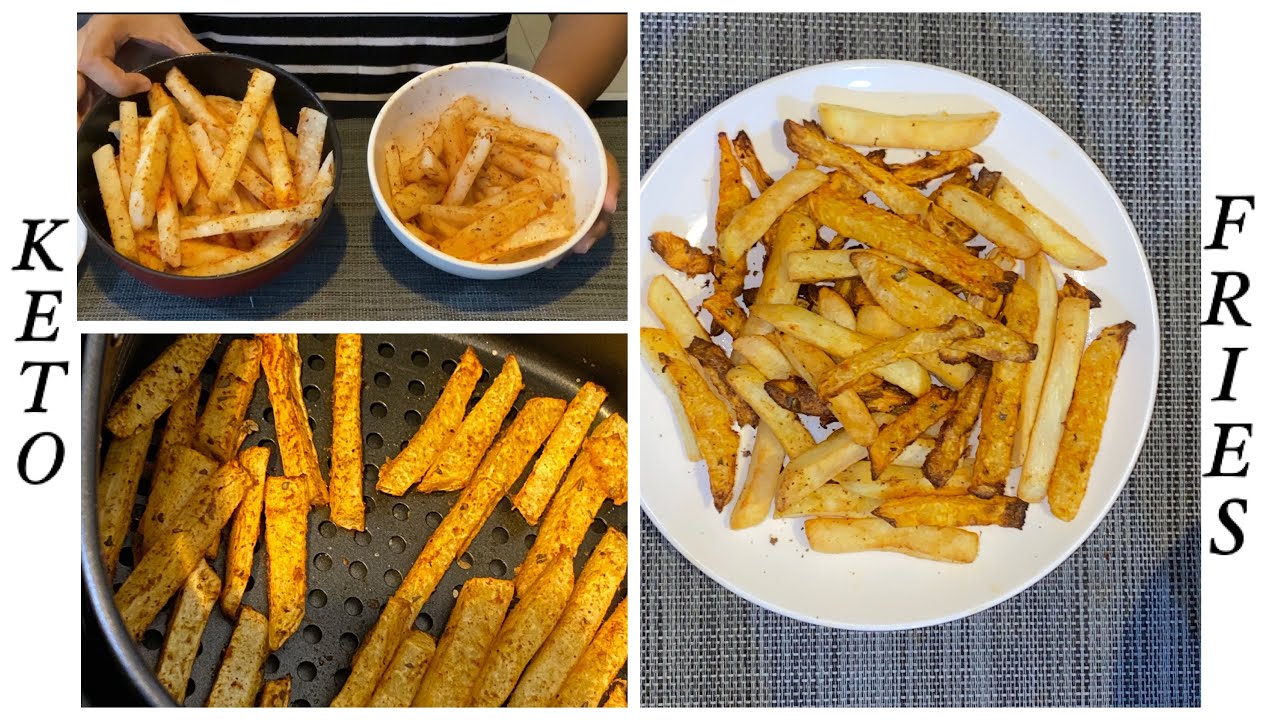 Keto Fries/Healthy, Low Carb, Oil Free, Air Fried Turnip (Jicama) and
