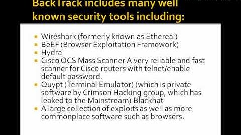 BackTrack -- Penetration Testing Linux Distribution