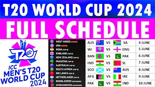 T20 World Cup 2024|World Cup 2024 Schedule|T20 World Cup 2024 Schedule India team