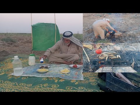 شاهد كيف الحجي ابو محمد الصياد يشوي الأسماك على الحطب ونصائح من حفره حفره الاخيه وقع فيها