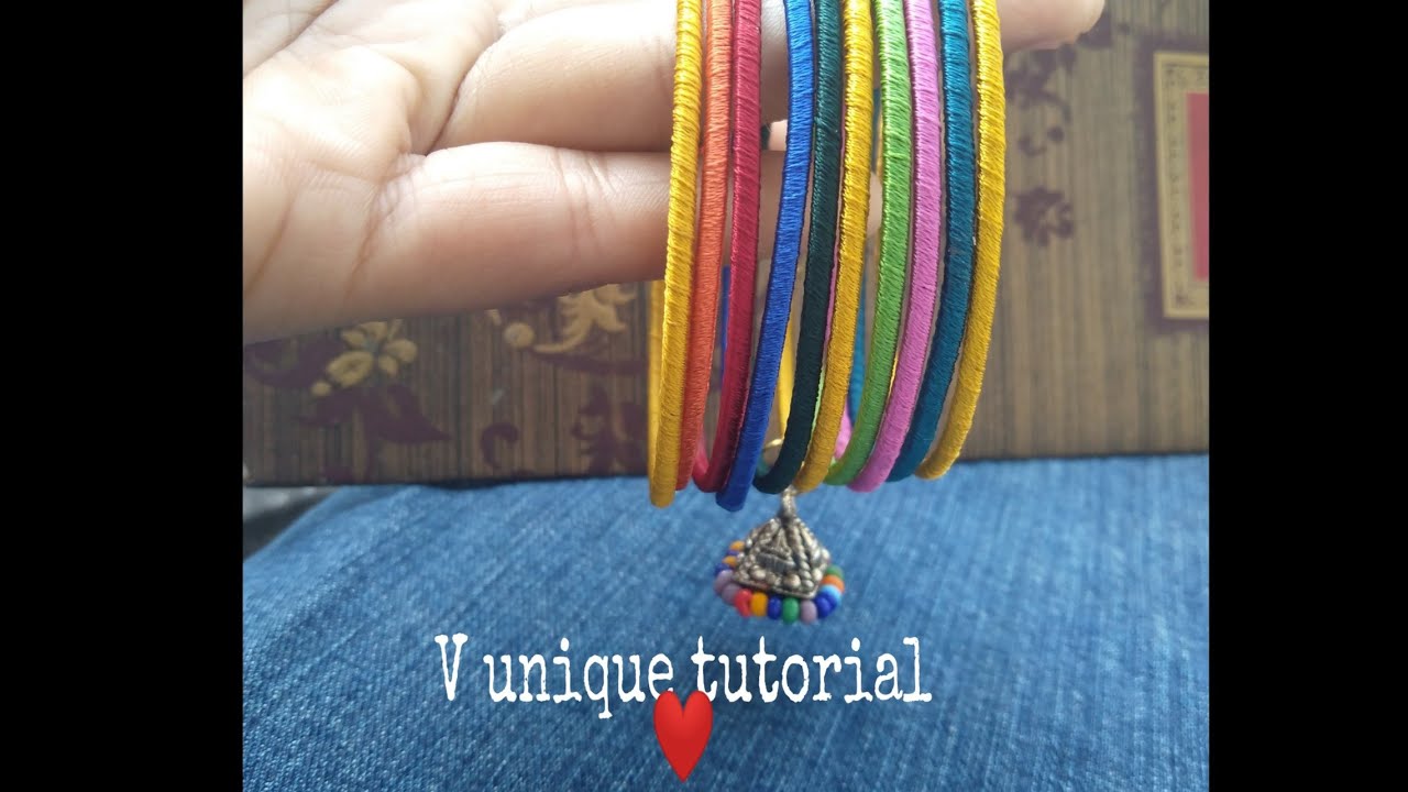 Thread bangals/how to make thread bangals at home by ️ V creation ️