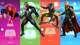 Spiderman 🆚 Venom 🆚 Green Goblin 🆚 Thor | Marvel Heroes | Tiles Hop Fun Ball