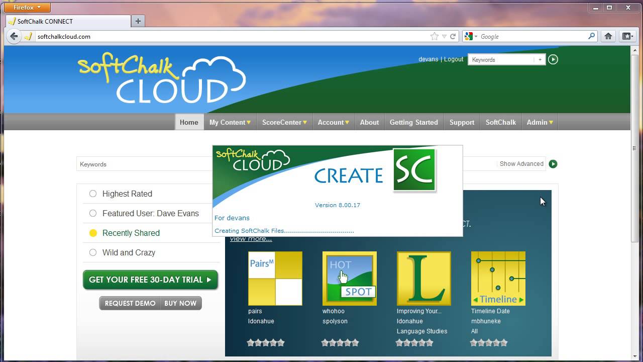 Starting SoftChalk Create from the Cloud