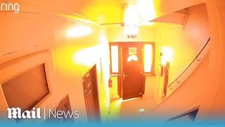 Ilford fire: Moment explosion blows neighbour's front door through with heavy impact