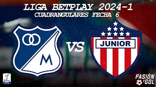 EN VIVO: MILLONARIOS vs JUNIOR - CUADRANGULARES - FECHA 6 - LIGA BETPLAY - 2024-1 (AUDIO)