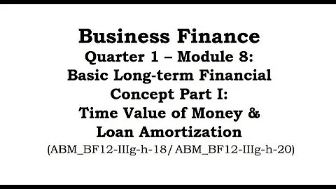 Business Finance Module 8: Time Value of Money & Loan Amortization | Overview | Part 1 | Grade 12