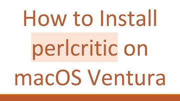 How to Install perlcritic on macOS Ventura