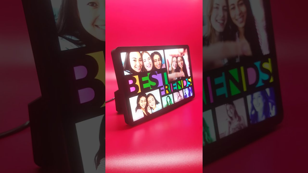 PERSONALISED 6 PHOTO COLLAGE GLOW IN DARK LED FRAME