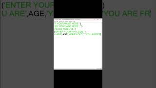 NAME , AGE, STATE, PIN CODE from the user . want tutorial comment below #tamil  #trending #python