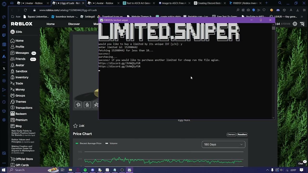 Roblox free limited snipe bot youtube