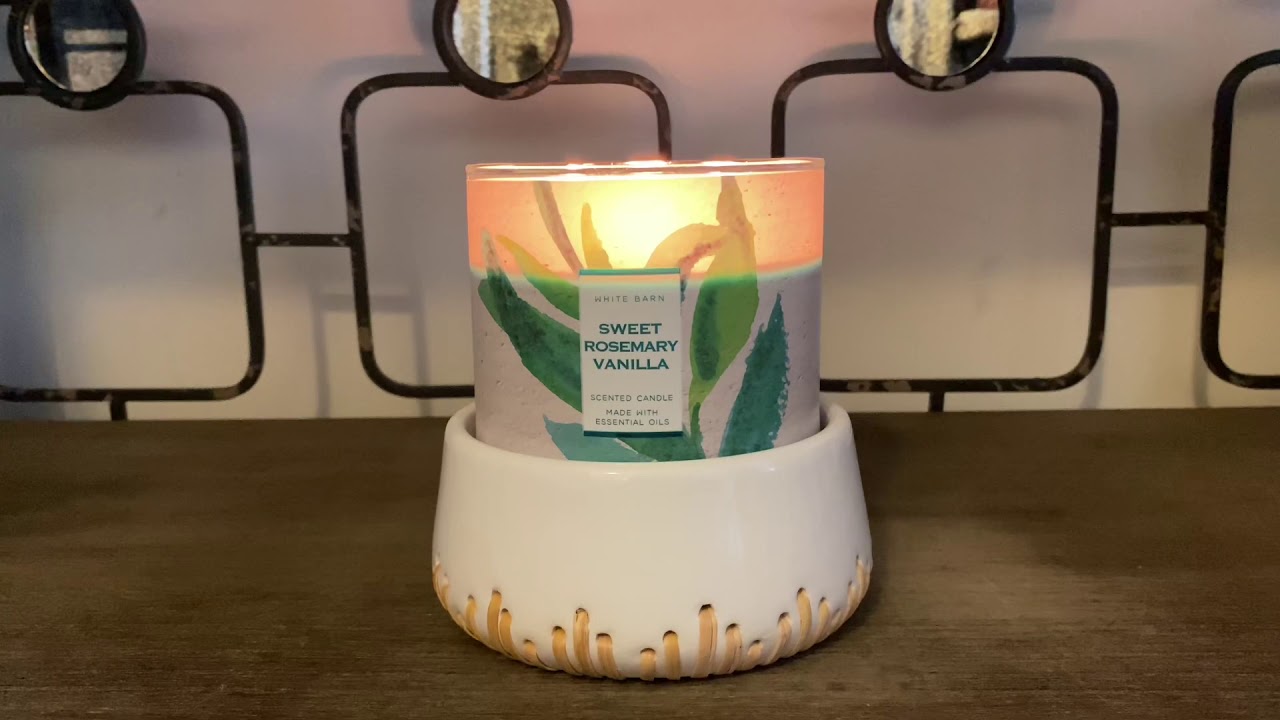 😀 BATH AND BODY WORKS SWEET ROSEMARY VANILLA CANDLE REVIEW‼️