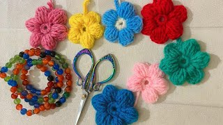 Crochet Puff Flowers .Step by step guide for Beginners .