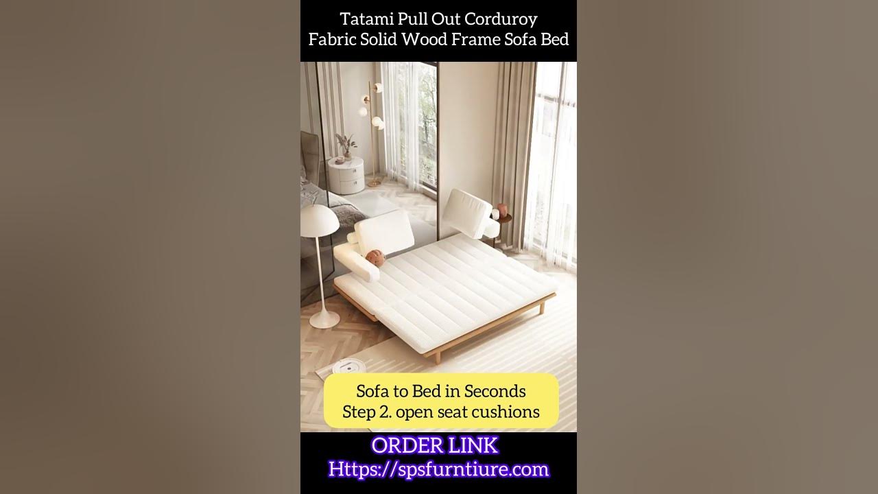 Tatami Pull Out Corduroy Fabric Solid Wood Frame Sofa Bed #furniture #multifunctionalfurniture Tatami Pull Out Corduroy Fabric Solid Wood Frame Sofa Bed #furniture #multifunctionalfurniture