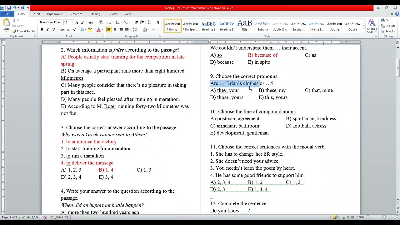 İngilis dili buraxılış sınaq (7) / Buraxilis imtahani / İngilis dili sınaq