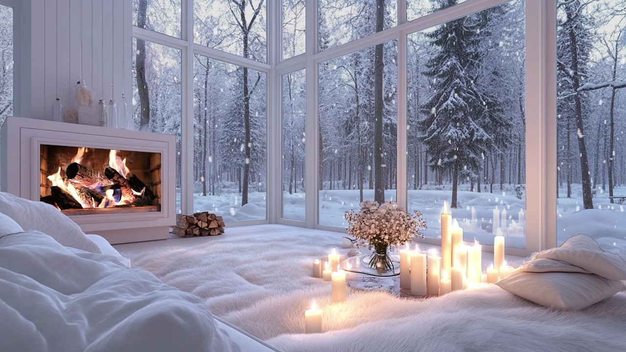 Cozy Winter Ambience ☃️ White Snow Room Sounds for Calm Nights and Deep Stress Relief