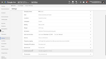 Display & Video Targeting: Content Exclusions Editing