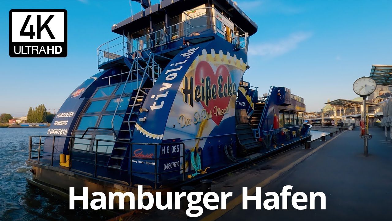 Spaziergang im Hamburger Hafen zum Sonnenaufgang, Elbphilharmonie bis Landungsbrücken, Fähre 62