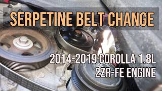 Toyota Corolla Serpentine Belt Change, 2ZR-FE Engine, 2010,2011,2012,2013,2014,2015,2016,2017,2018