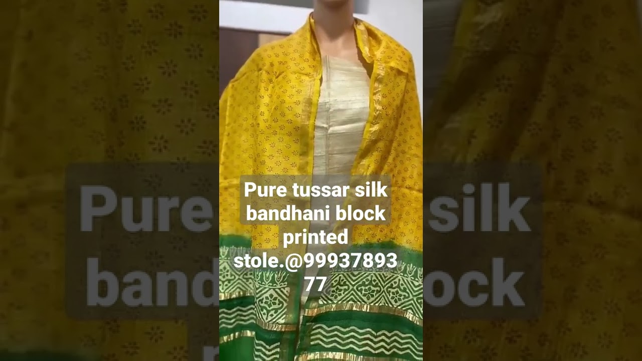Pure tussar silk bandhani block printed stole. @993789377