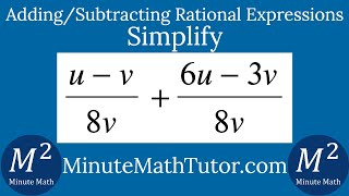 Simplify (u-v)/8v+(6u-3v)/8v