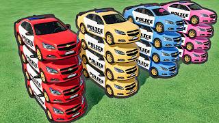EXTREME POLICE CAR STACKING WITH BIG TRACTOR TRAILERS ! FS22 screenshot 4