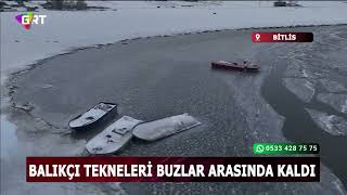 Nazik Gölü Kısmen Dondu, Balıkçı Tekneleri Buzlar Arasında Kaldı