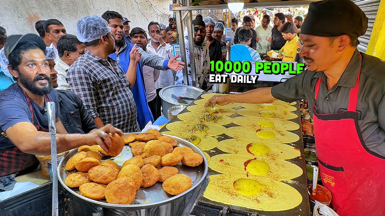 70/- Rs UNLIMITED Street Food India 🇮🇳 Makhani Grain Dosa 😍 Hyderabadi Kachori, Nizam Mirchi Wada